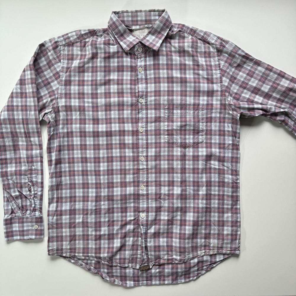 BILLY REID Plaid Button Up Shirt Mens Large Standard Cut Red Classic